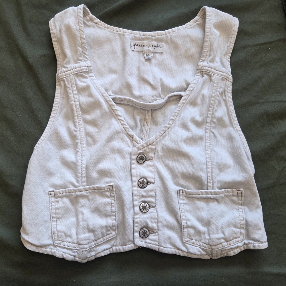 Free People Cream Vest 100% Cotton Shell